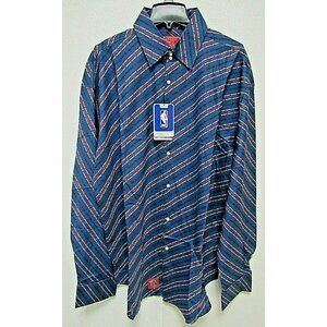 NBA Detroit Pistons Blue Button Up Dress Shirt Long Sleeve by Headmaster size L